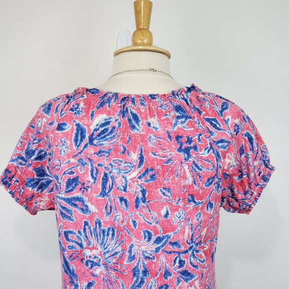 Chaps Pink Blue Cotton Casual Summer Knit Top Size MP - Picture 7 of 11